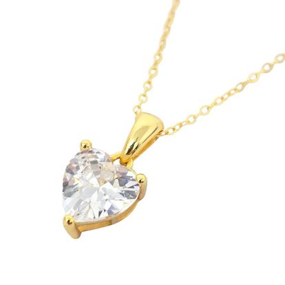 Metallic Heart Diamond April Birthstone Necklace