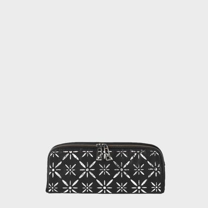 Black 'Holborn' Metallic Silver And Black Floral Designer Leather Clutch Bag