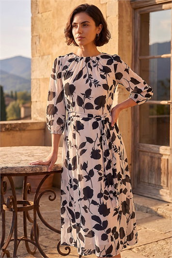Floral Pleated Midi Dress 14974324