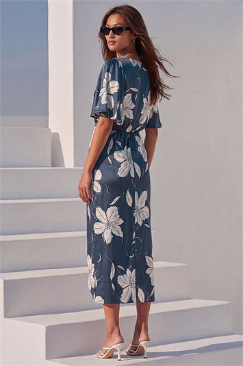 Floral Print Wrap Twist Dress 14924960
