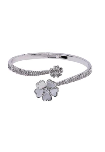 Metallic Diva Dainty Flower Cuff Bracelet