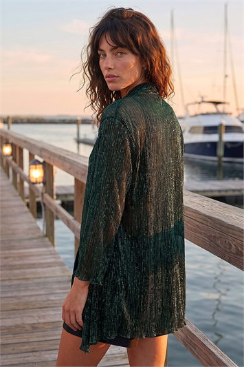 Plisse Print Metallic Foil Kimono 19342634