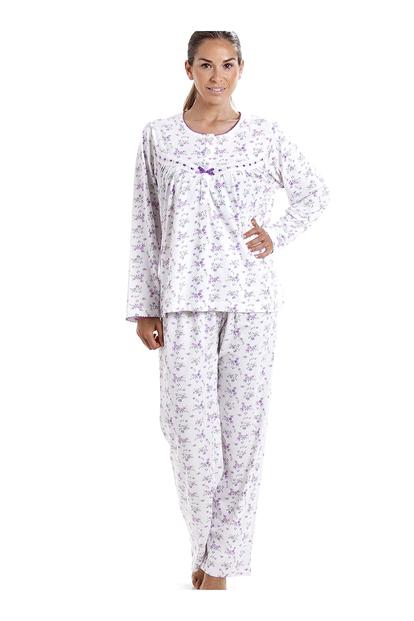 Purple Jersey Cotton Ditsy Floral Print Pyjama Set
