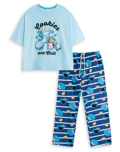 Blue Sesame Street Cookie Monster Pyjama Set