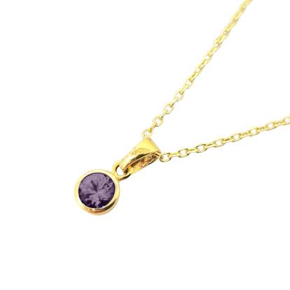 Purple Mini Round Amethyst February Birthstone Pendant Necklace