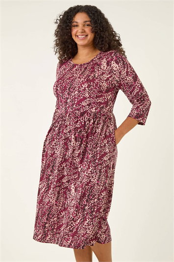 Curve Spot Print Stretch Midi Dress 14764778