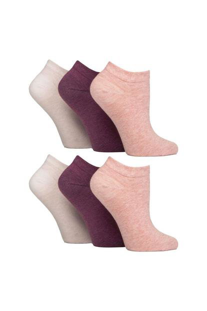 Pink 6 Pack Trainer Ankle Socks