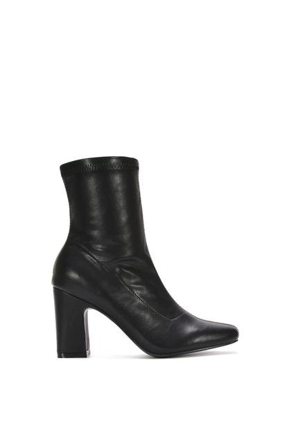 Black 'Alex' Stretch Zip Up Ankle Boots With Block Heel