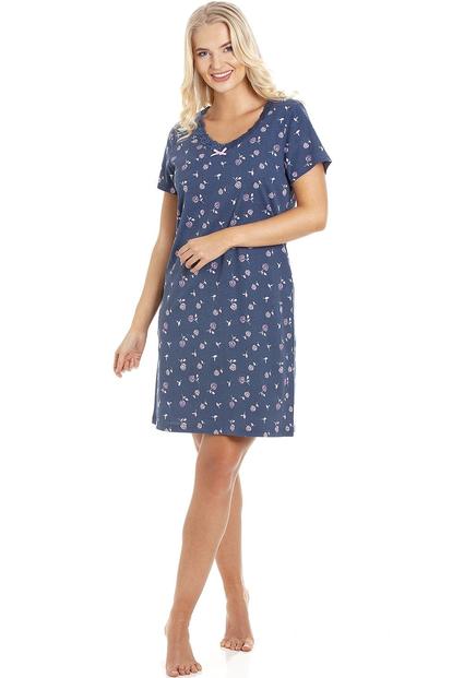 Pink Rose Floral Print Cotton Nightshirt