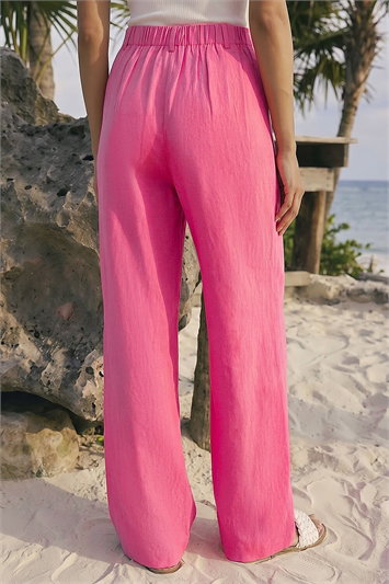 Linen Linen Blend Leg Trousers 18059972