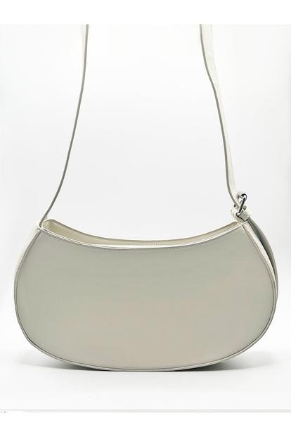 White Pu Leather Saddle Bag