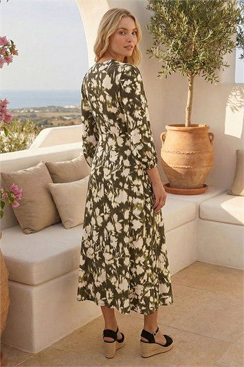 Abstract Floral Midi Dress 14817940