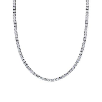 Metallic Sterling Silver Large Tennis Necklace - 3Mm