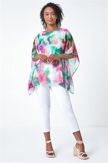 Petite Floral Print Overlay Top 20176172