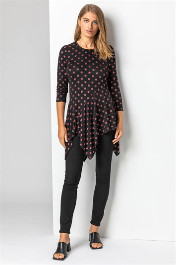 Shimmer Spot Hanky Hem Tunic Top 19130178