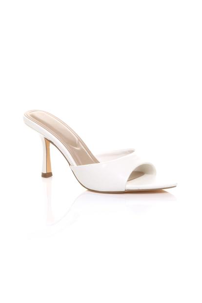 Black High Heel Pointed Peep Toe Sandals Mules