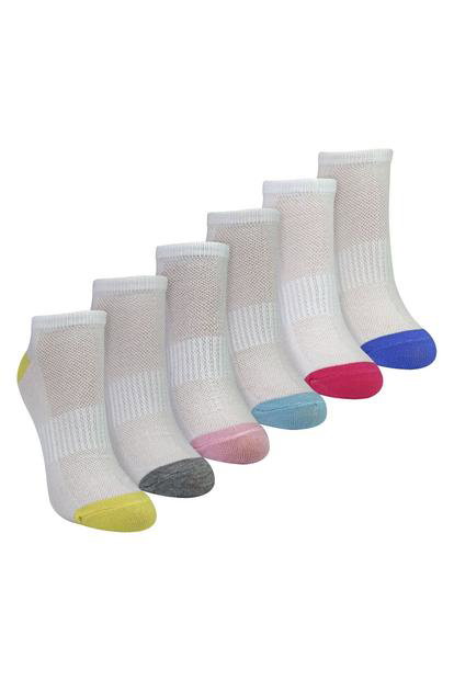 Black 6 Pack Ladies Bamboo Trainer Socks Soft Breathable Heel Toe Design