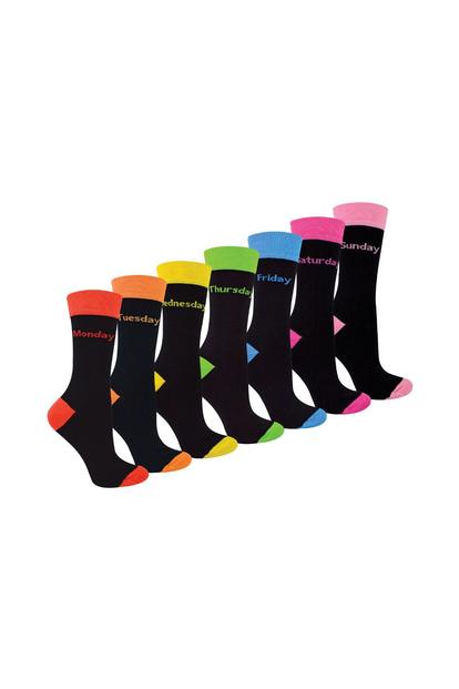 Black 7 Pack Ladies Days Of The Week Socks | Black Novelty Dress Socks
