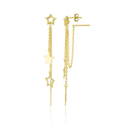 Metallic Chain And Stars Sterling Silver Drop Earring