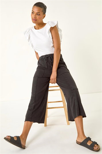 Black Jersey Cargo Culotte