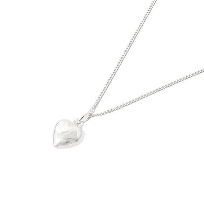 Metallic Minimalist Puffed Heart Sterling Silver Necklace