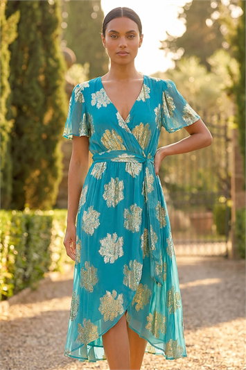 Jacquard Midi Wrap Dress 14719509