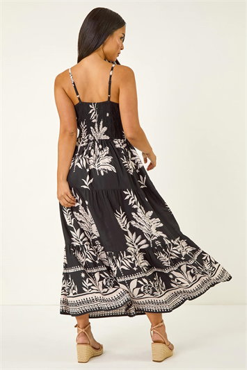Petite Leaf Print Strappy Maxi Dress 14762108