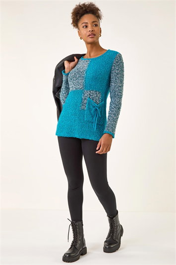 Blue Textured Pocket Knit Jumper