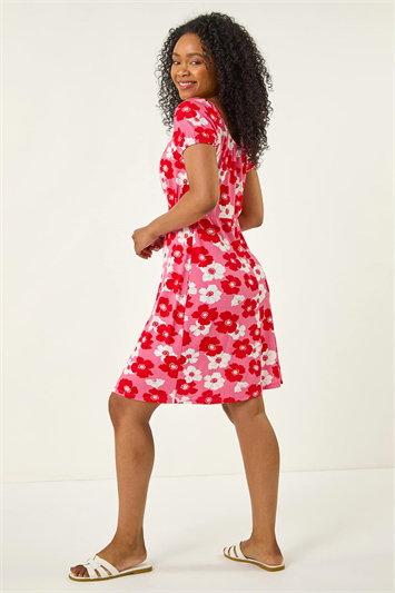 Petite Floral Gathered Stretch Dress 14780872