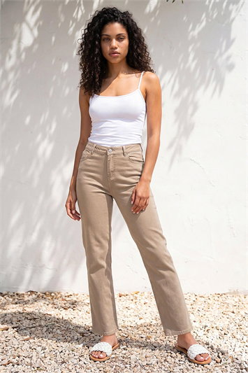 White Petite Stretch Straight Leg Trousers