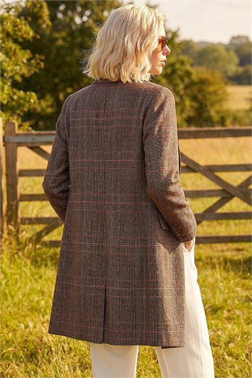 Petite Button Check Coat 12047414