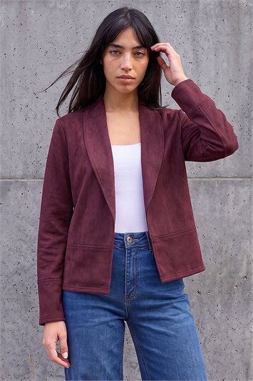 Red Petite Faux Suede Jacket