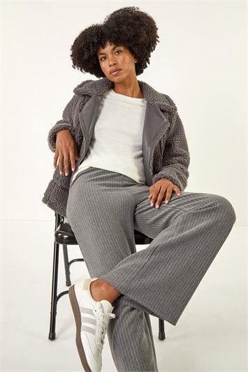 Grey Pinstripe Jersey Stretch Trousers