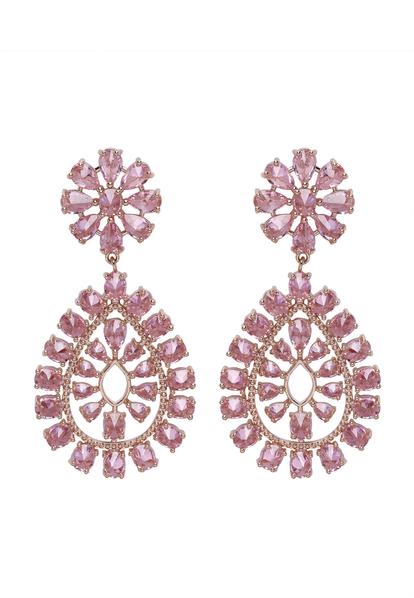 Pink Diva Gleaming Floral Drop Earrings