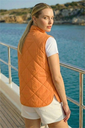 Diamond Quilted Funnel Neck Gilet 15036064