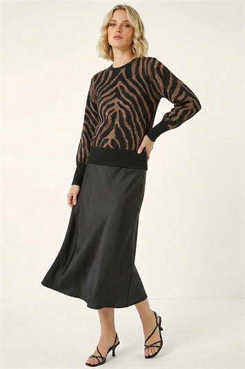 Brown Animal Stripe Knit Jumper