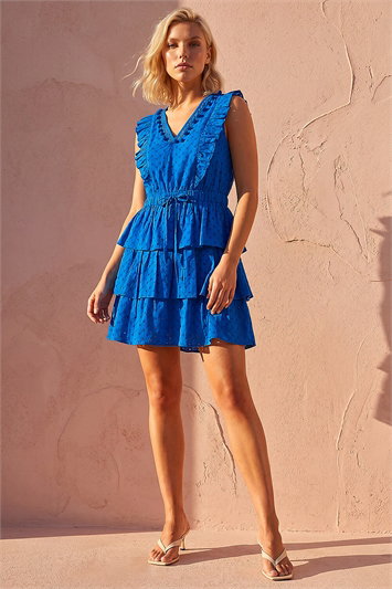 Petite Cotton Tiered Tie Waist Dress 14921680