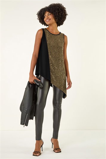 Sparkly Asymmetric Stretch Vest 19436433
