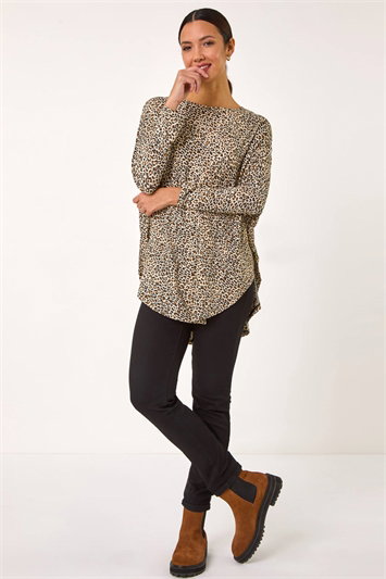 Animal Print Stretch Tunic Top 19375459