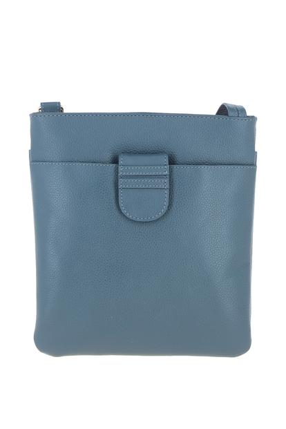 Purple Tab Zip Top Real Leather Crossbody Bag
