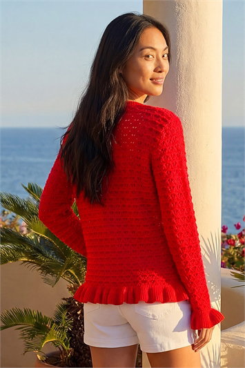 Petite Textured Frill Hem Knit Cardigan 16327678