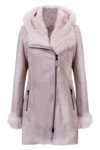 Black Womens Suede Merino Sheepskin Coat