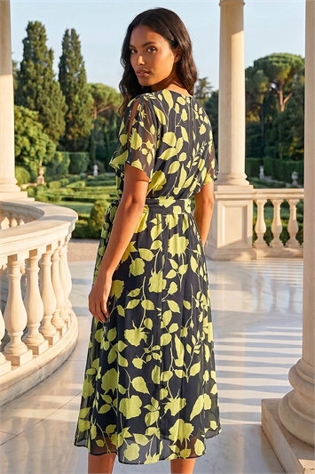 Floral Split Sleeve Midi Dress 14859360