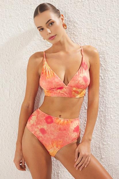 Multi Tie Dye Effect Triangle Bikini Top