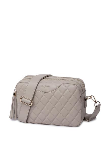 White Quilted Cross Body Camera Bag