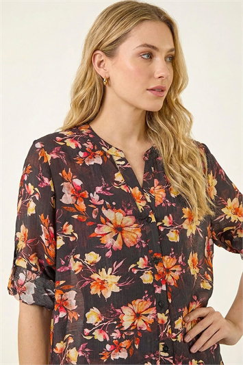 Floral Print Longline Blouse 10209964