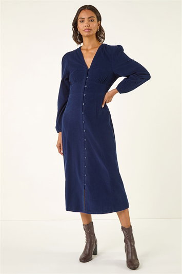 Corduroy Button Down Midi Dress 14799760