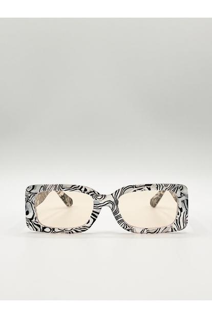 Multi Zebra Print Square Frame Sunglasses