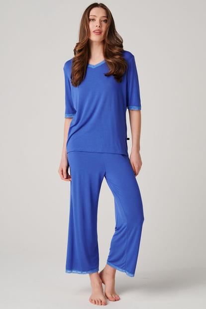 Blue "Ultra Blue" Bamboo Lace Pyjama Set