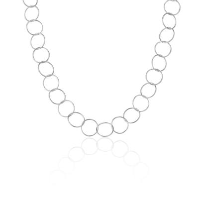 Metallic Circle Hoops Sterling Silver Chain Necklace